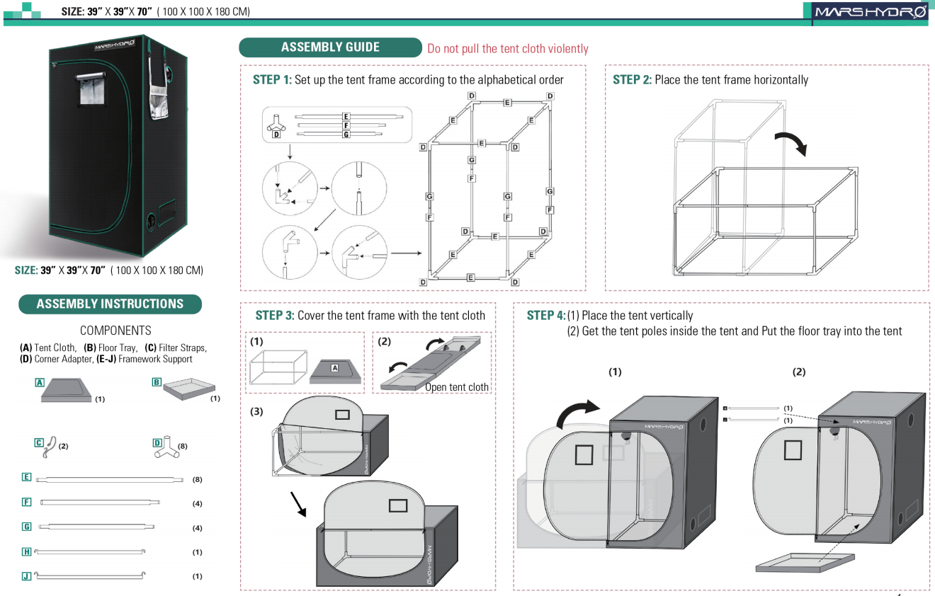 Mars Hydro 100x100x180 Grow Tent how to