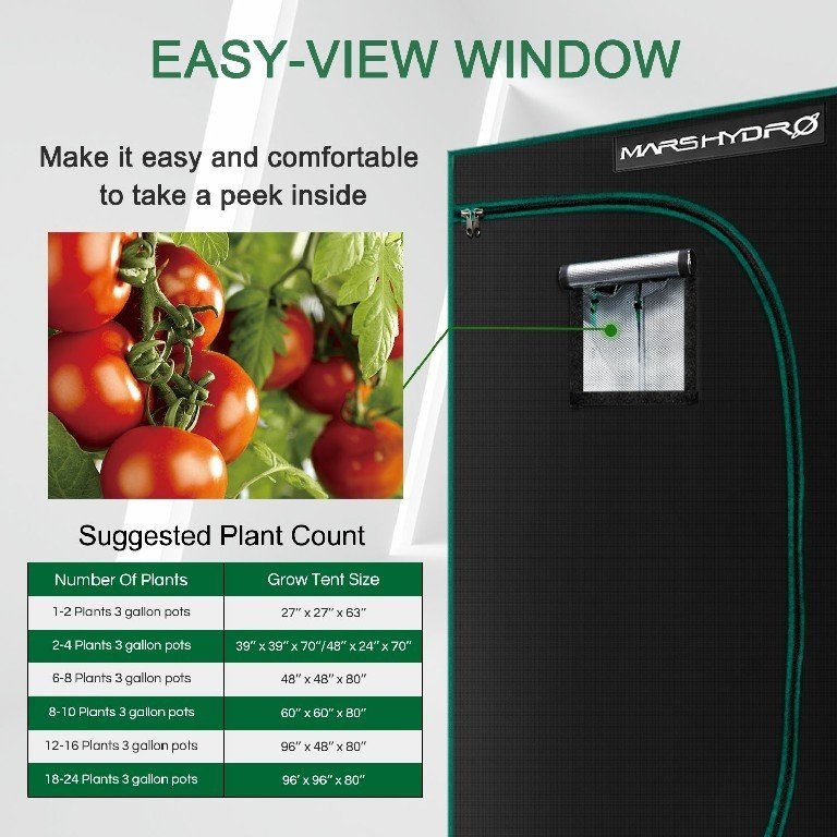 Mars Hydro 150x150x200 Grow Tent window