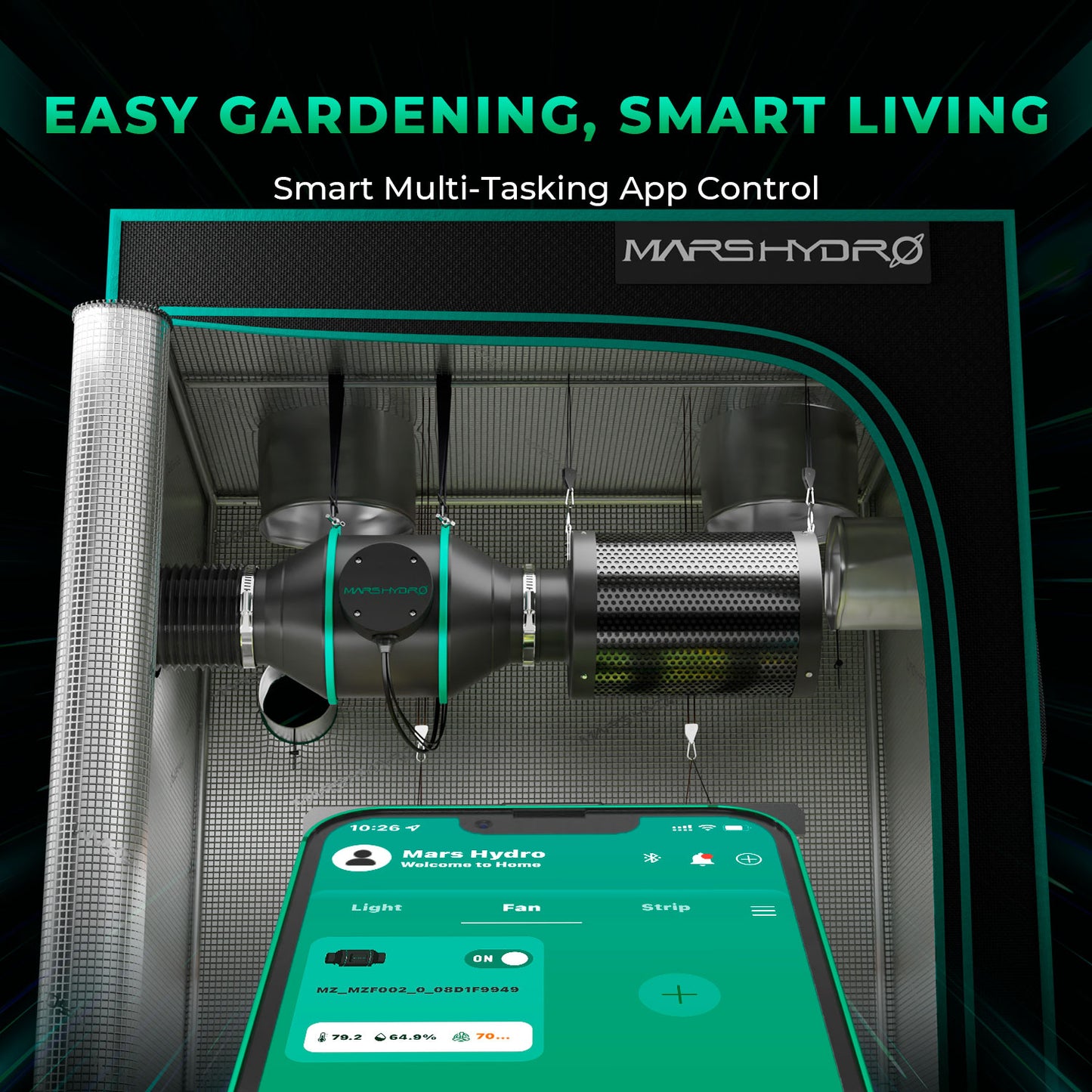 Mars Hydro FC4800 EVO Komplettes Growzelt-Set – 480 W Samsung LED + 120 × 120 cm Zelt + 6″ Belüftungssystem