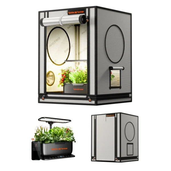 Spider Farmer 60×60×80 cm Indoor Grow Tent – 2000D Oxford Reflecterende Kweektent + SmartG12 Hydrocultuursysteem