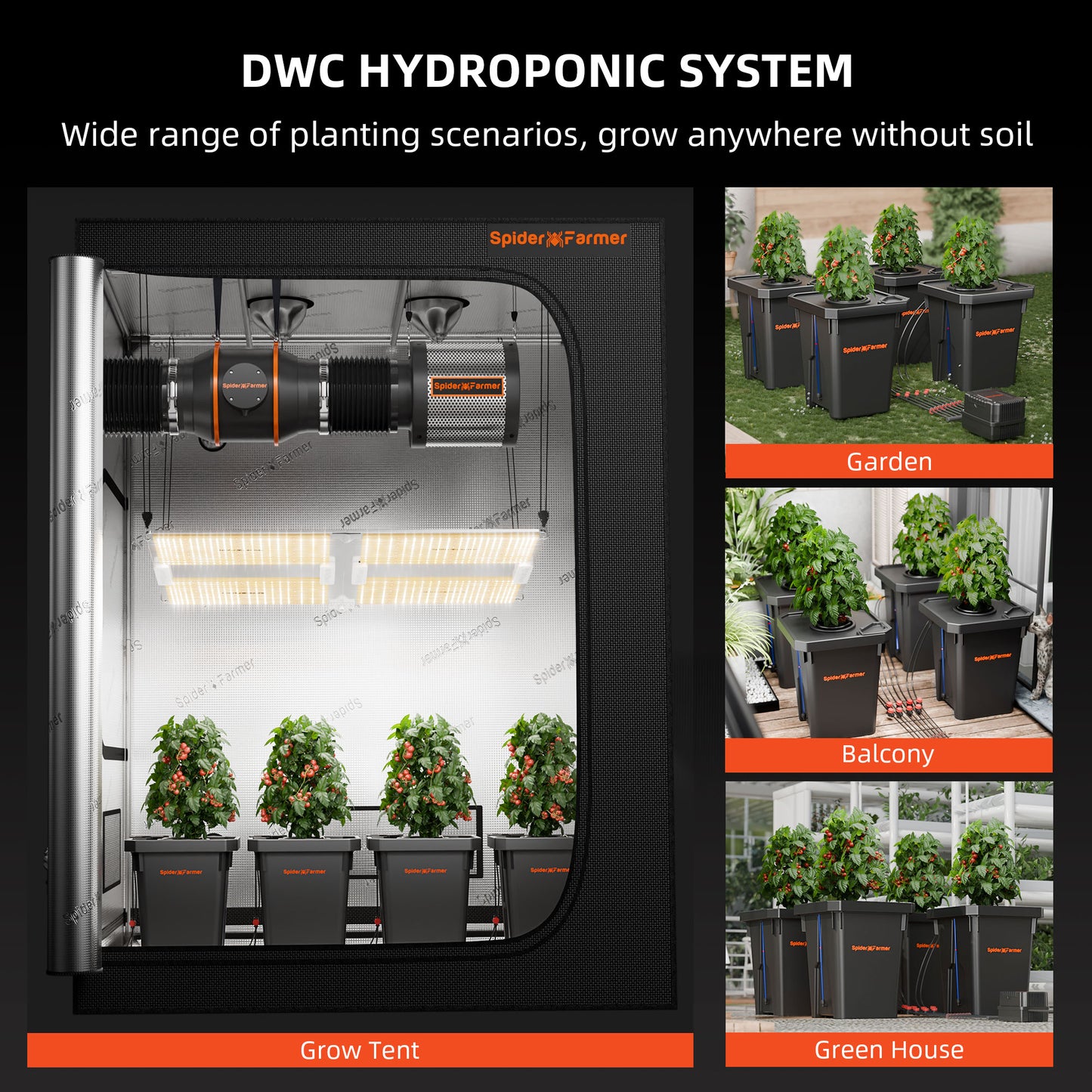 Spider Farmer DWC Hydroponics Grow System 4 Eimer