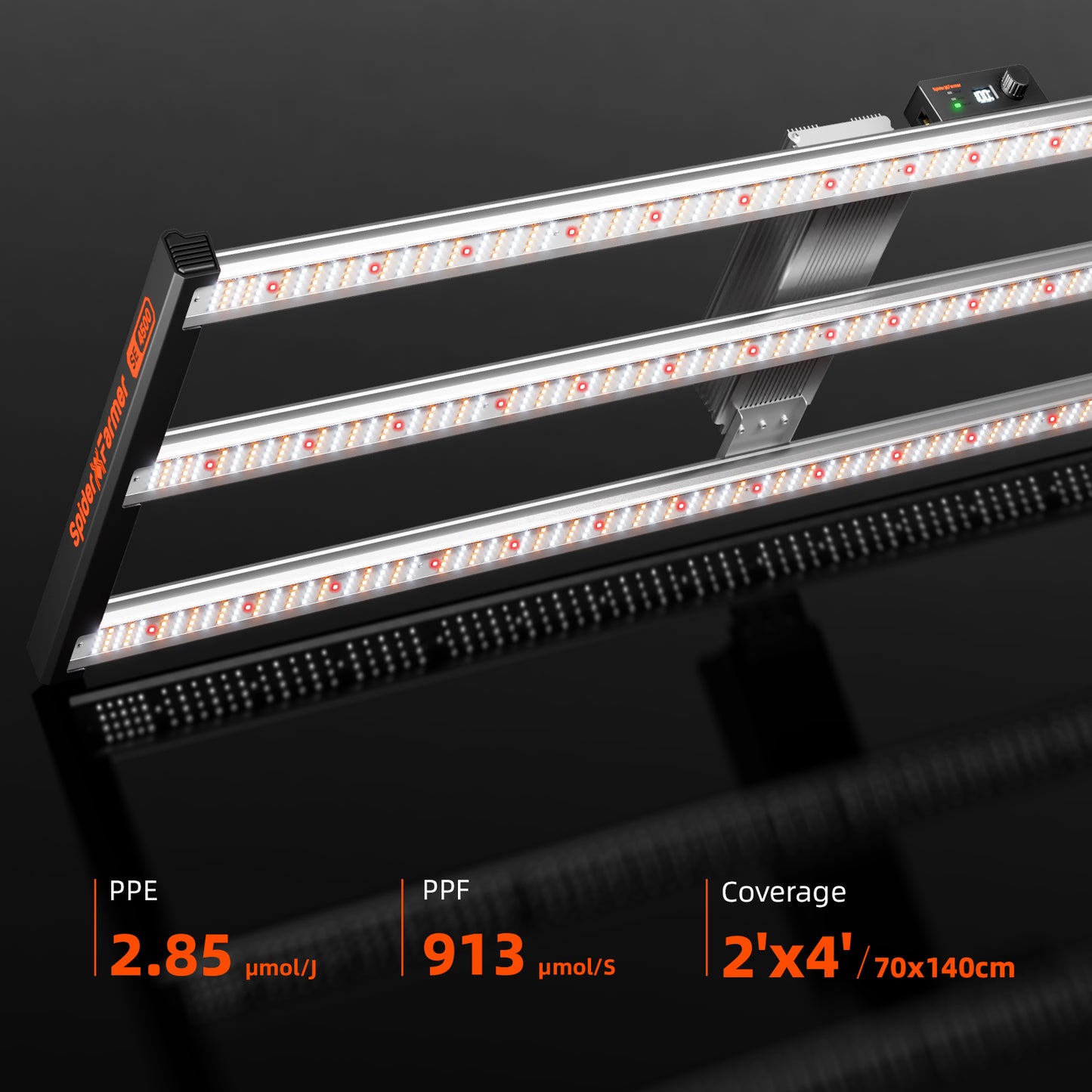 Spider Farmer SE4500 Growzelt-Kit komplett – 70×140×200 cm Zelt + 320 W Vollspektrum-LED + 4-Zoll-Belüftungssystem mit GGS-Controller