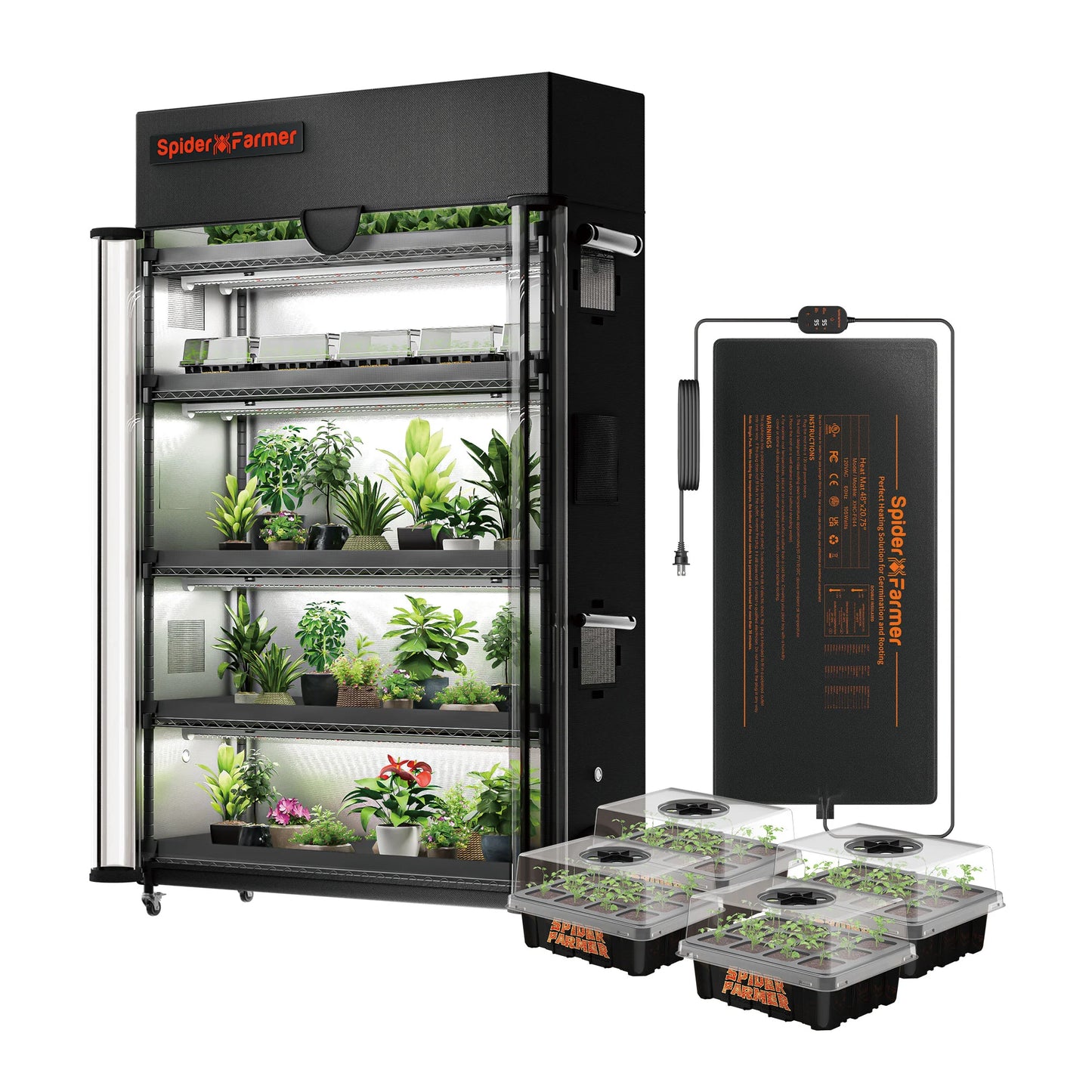 Spider Farmer Grow 4-stöckiger Pflanzenständer inklusive Wachstumslichtern 220 W