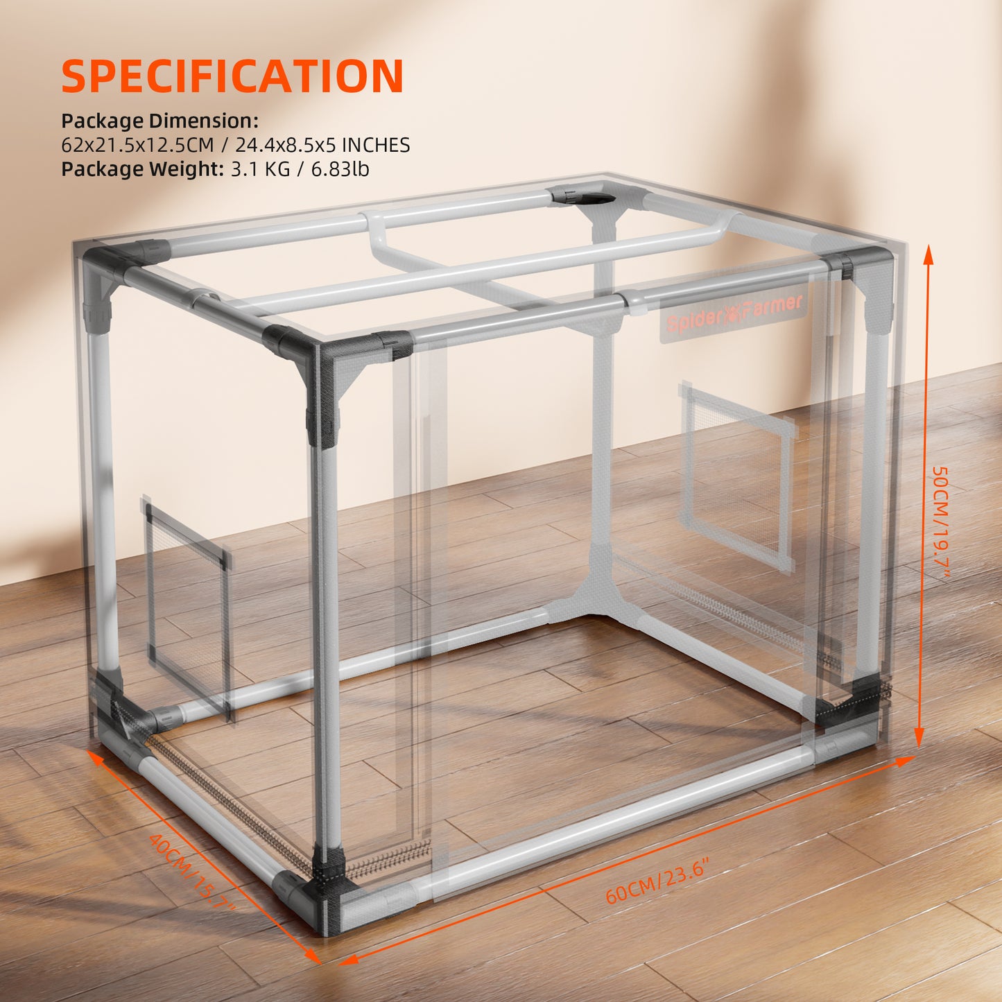 Spider Farmer 60×40×50 cm Indoor Grow Tent – 2000D Reflecterend Kweektentje + SmartG12 Hydrocultuursysteem