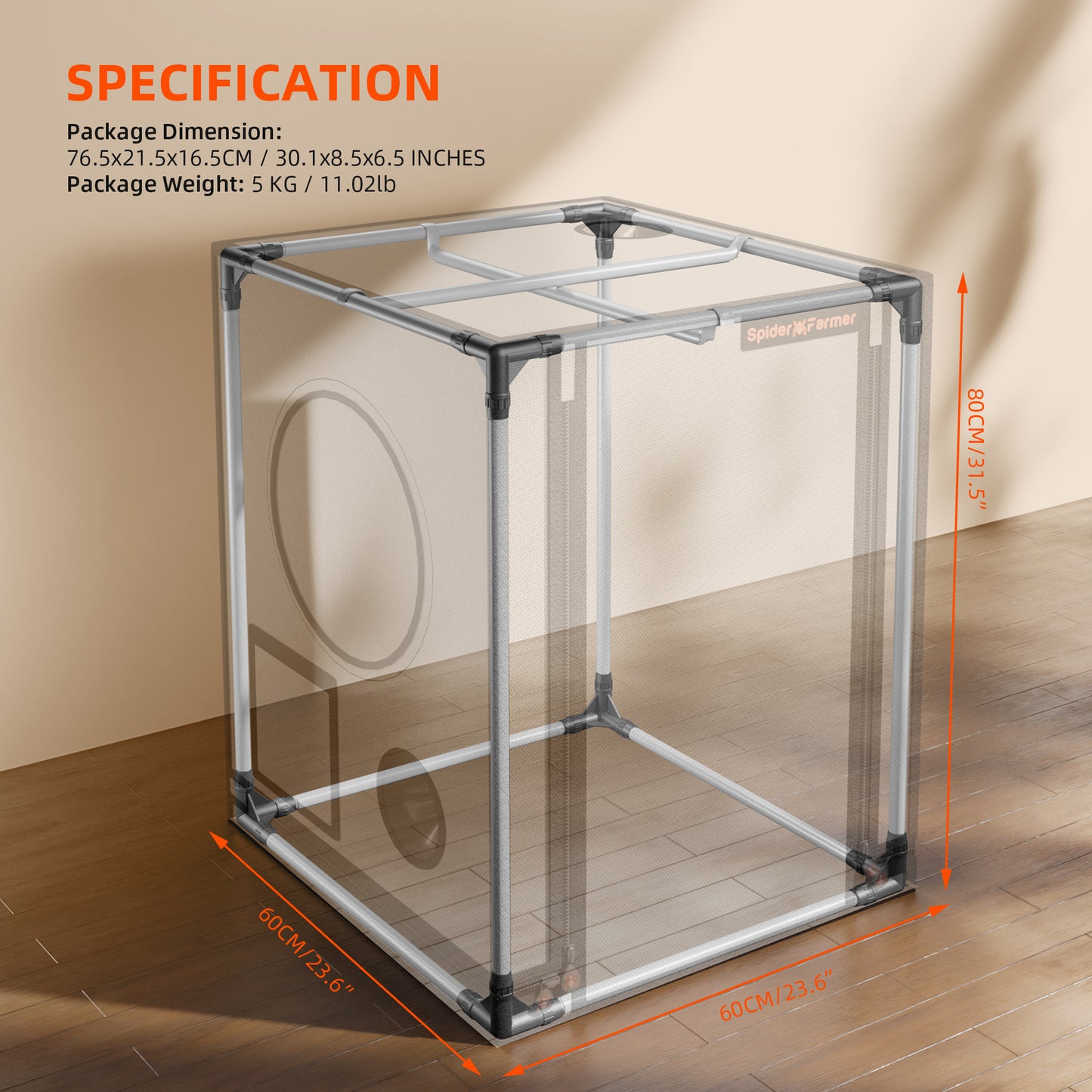 Spider Farmer 60×60×80 cm Indoor Grow Tent – 2000D Oxford Reflecterende Kweektent + SmartG12 Hydrocultuursysteem