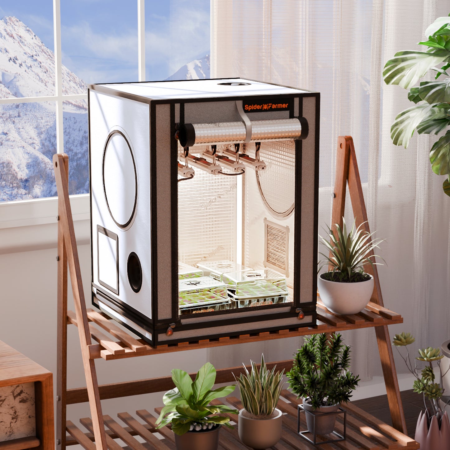 Spider Farmer 60×60×80 cm Indoor Grow Tent – 2000D Oxford Reflecterende Kweektent + SmartG12 Hydrocultuursysteem