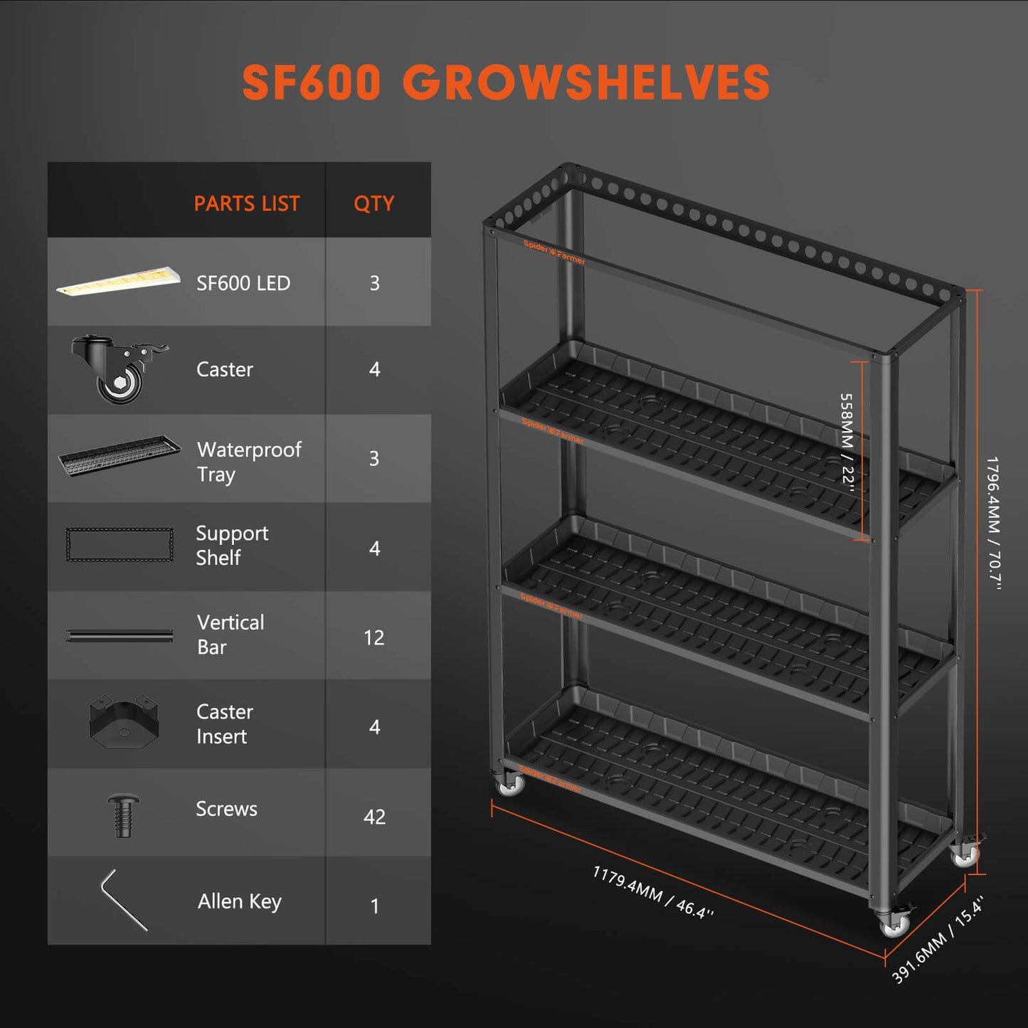 spider farmer sf600 kweekkast stabiel voor binnenplanten plant shelf