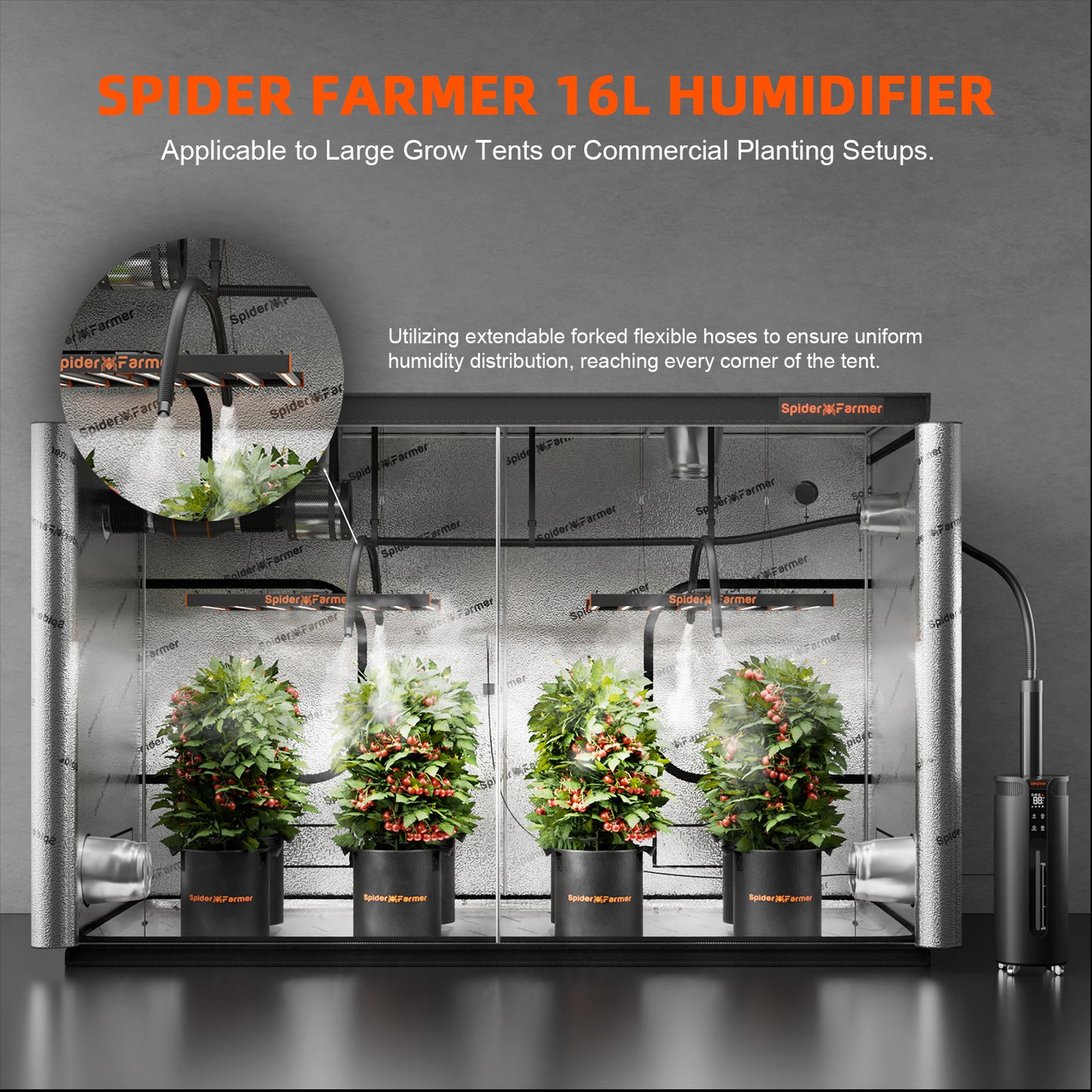 spider farmer 16l luchtbevochtiger dimbare koele mist indoor plants