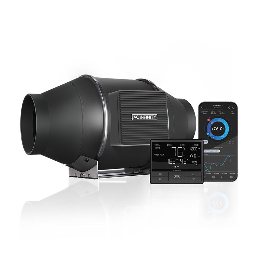 AC Infinity CLOUDLINE T4 – Leises Inline-Kanallüftersystem mit Temperatur- und Feuchtigkeitsregler (100 mm)