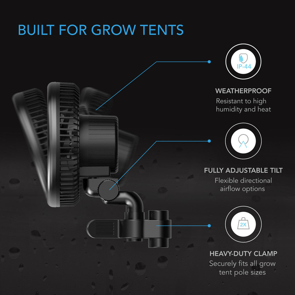 AC Infinity CLOUDRAY S6 – Grow Tent Clip-Ventilator 150 mm mit 10 Geschwindigkeiten, EC-Motor, Auto-Oszillation