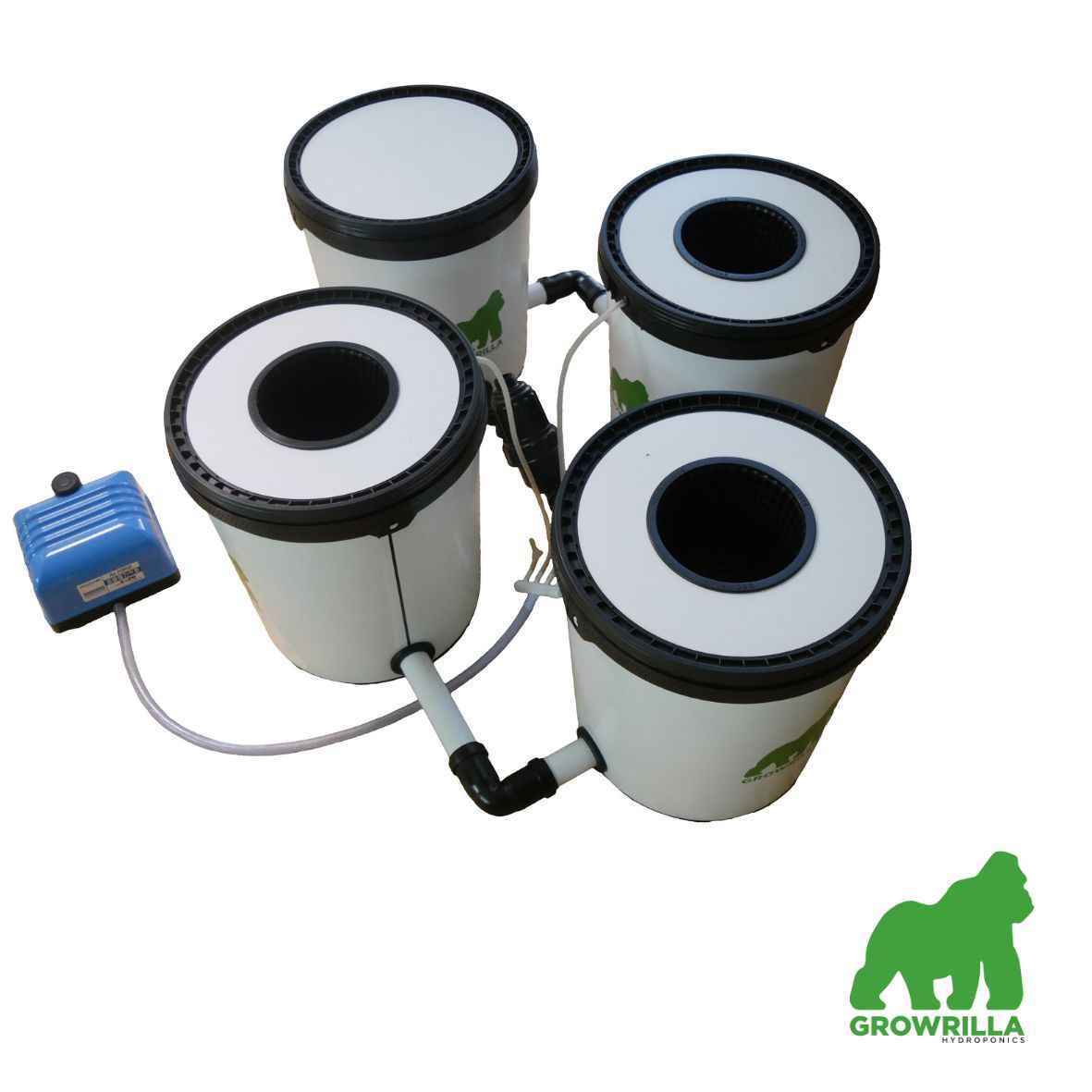 Growrilla RDWC 2.0 – 3-Pot Hydroponisch RDWC DWC Kweeksysteem met Recirculatie voor Professionele Binnenkweek