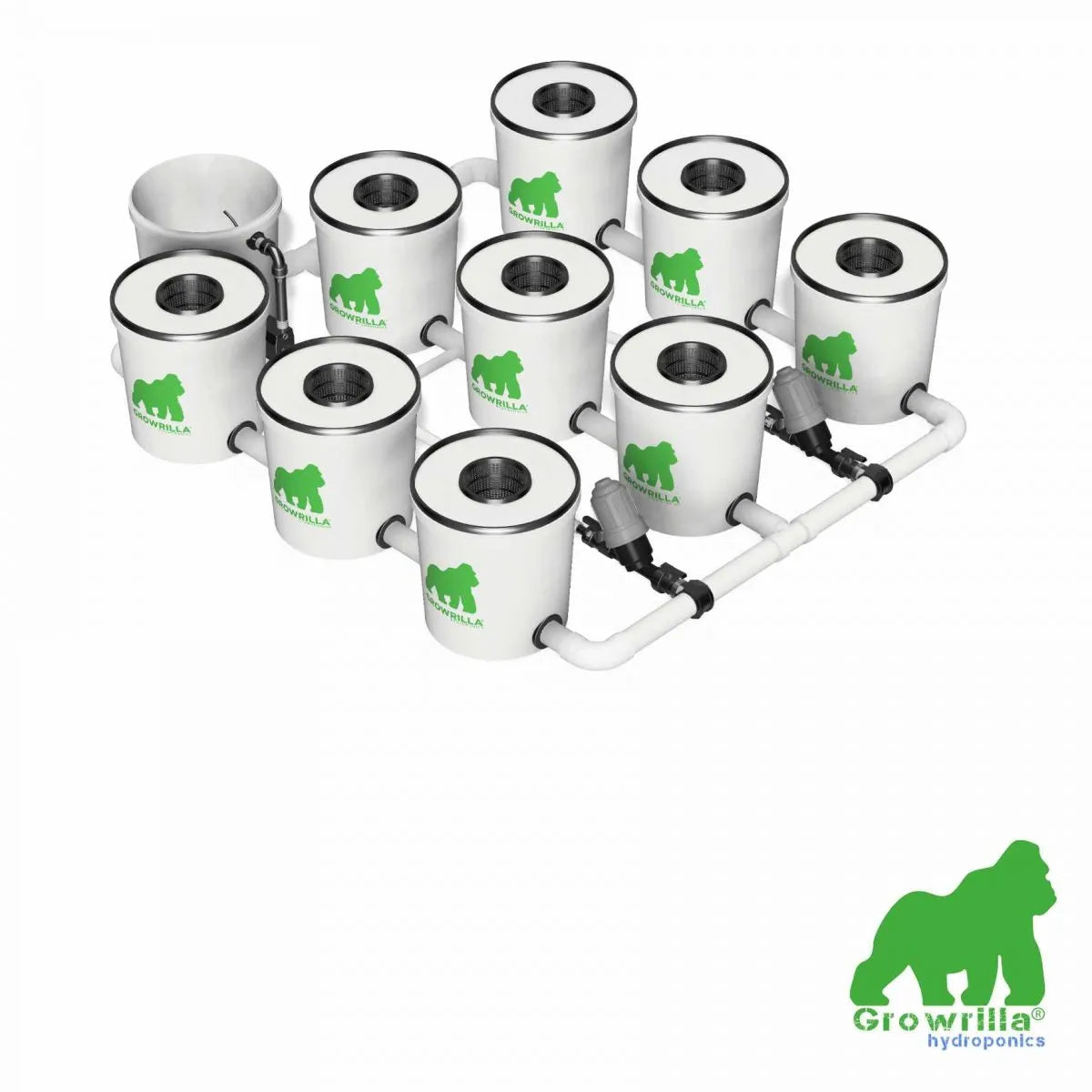 Growrilla RDWC PRO Hydroponic System – 9 Buckets side