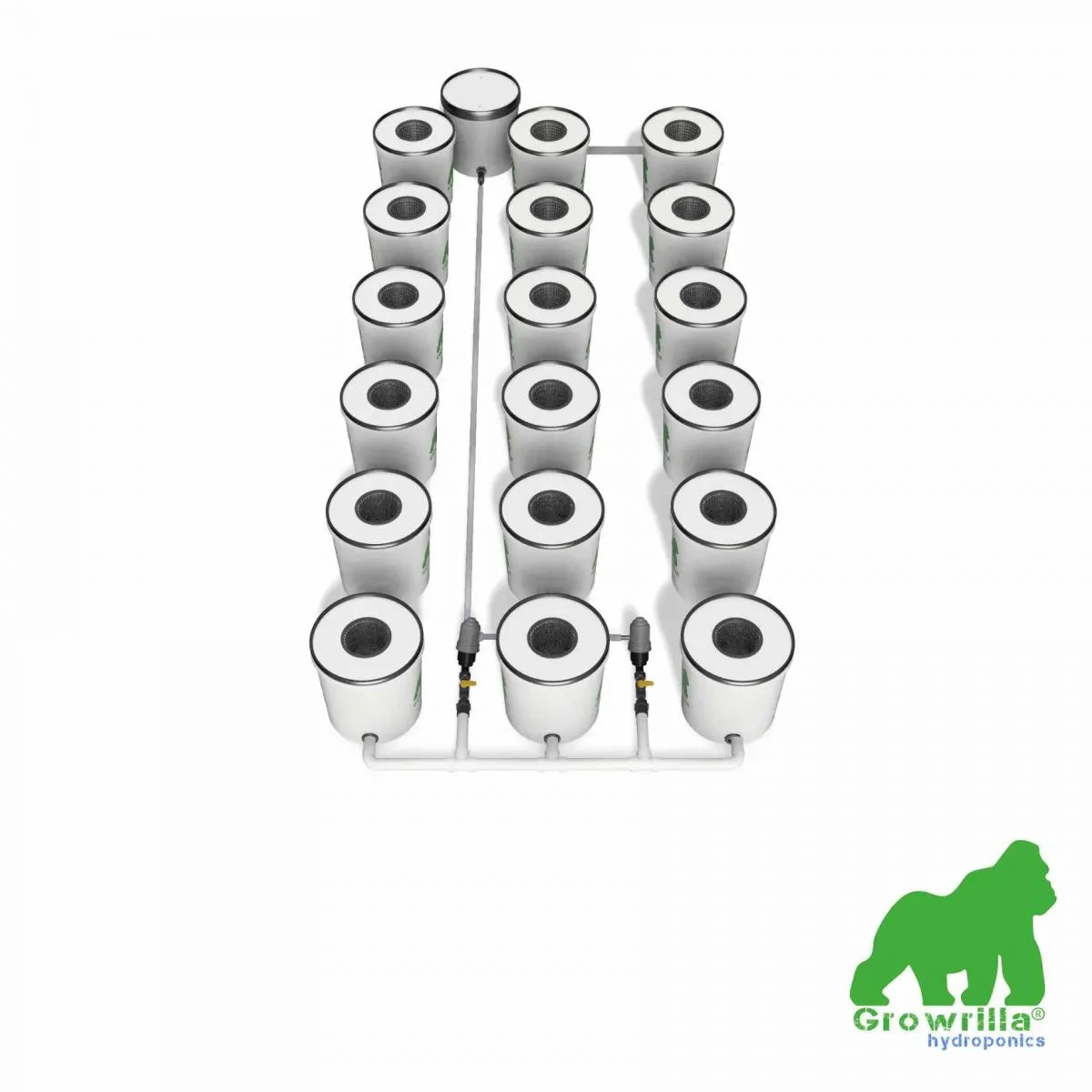 Growrilla RDWC Hydroponic 2.0 System – 18 Buckets bovenaanzicht