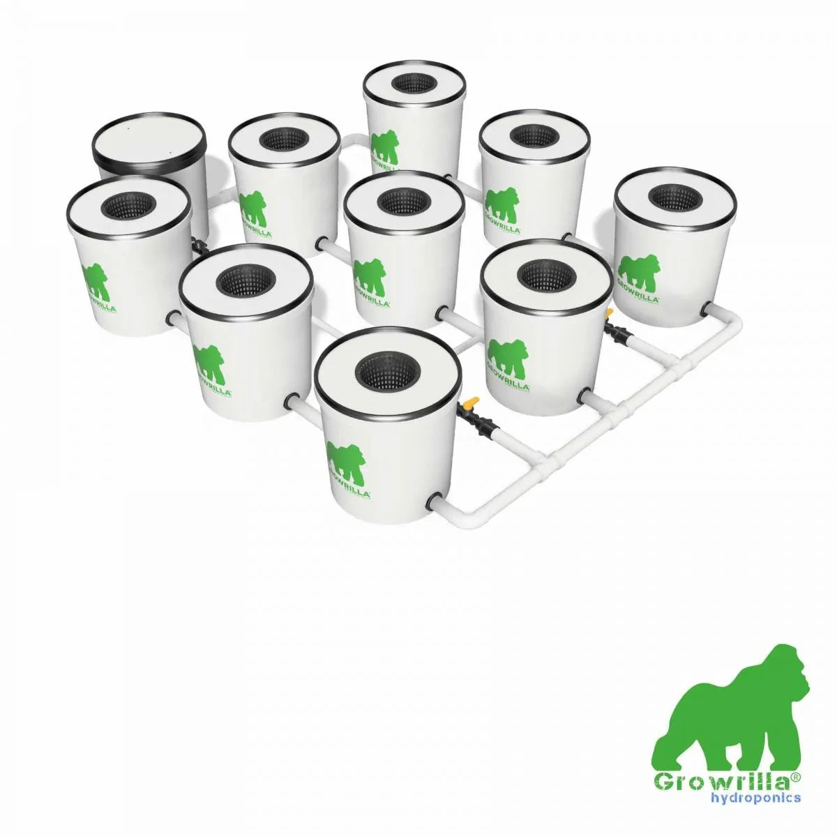 Growrilla RDWC Hydroponic 2.0 System – 9 Buckets side