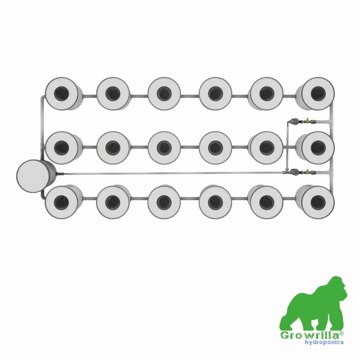 Growrilla RDWC Hydroponic 2.0 System – 18 Buckets bovenaanzicht