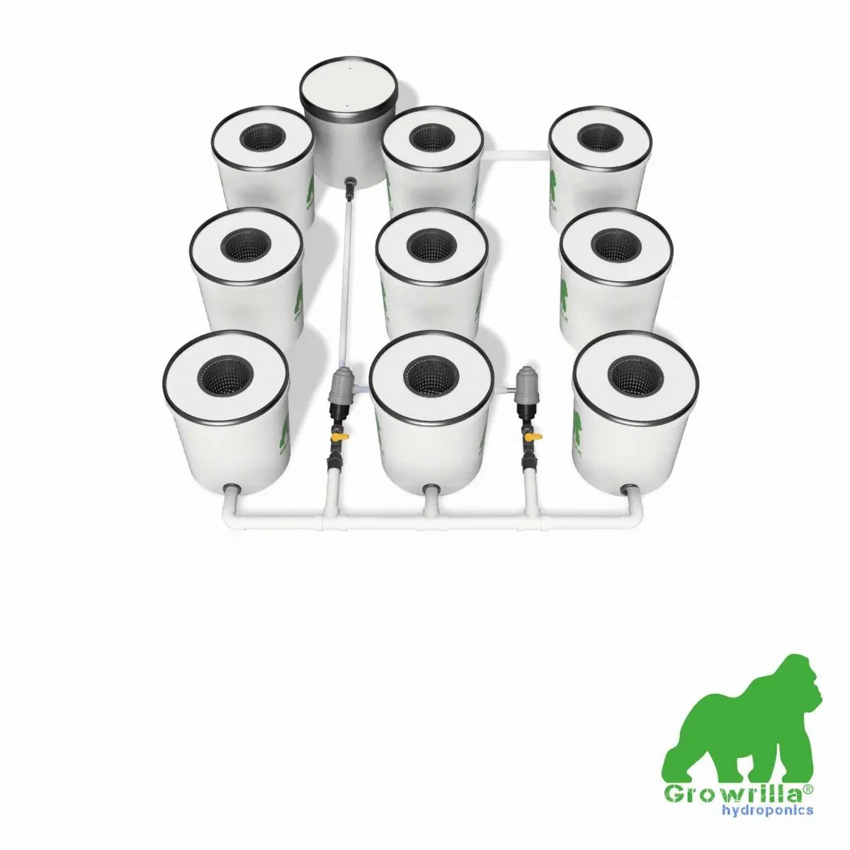 Growrilla RDWC Hydroponic 2.0 System – 9 Buckets front