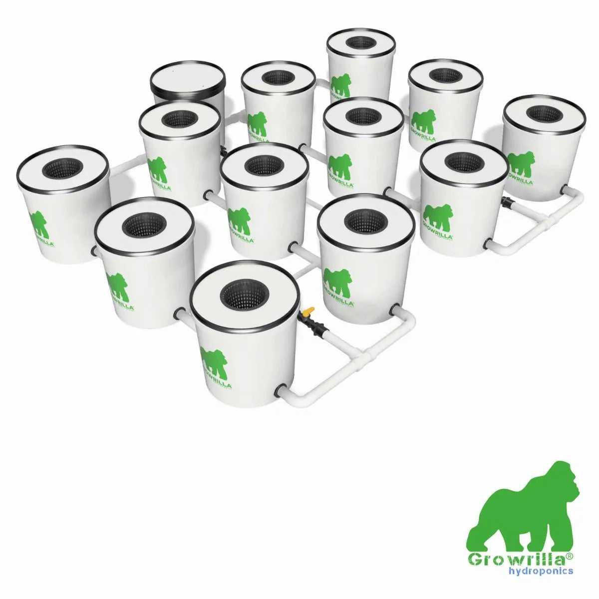 Growrilla (R)DWC Hydroponic 2.0 System – 12 Buckets zijaanzicht