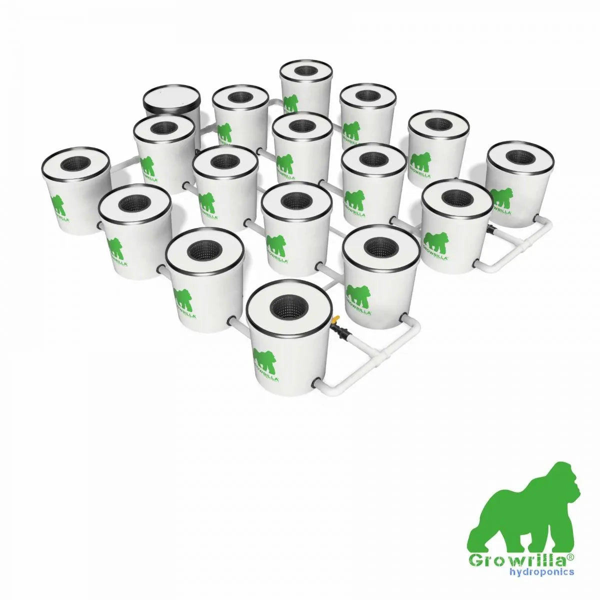 Growrilla RDWC Hydroponic 2.0 System – 16 Buckets zijaanzicht