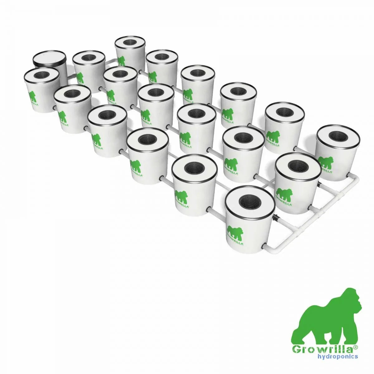 Growrilla RDWC Hydroponic 2.0 System – 18 Buckets zijaanzicht