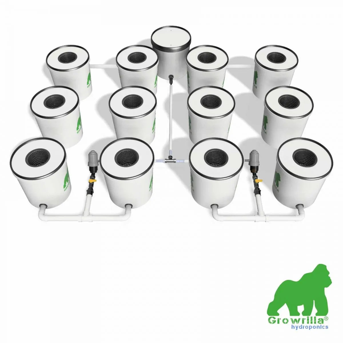 Growrilla RDWC Hydroponic 2.0 System – 12 Buckets vooraanzicht