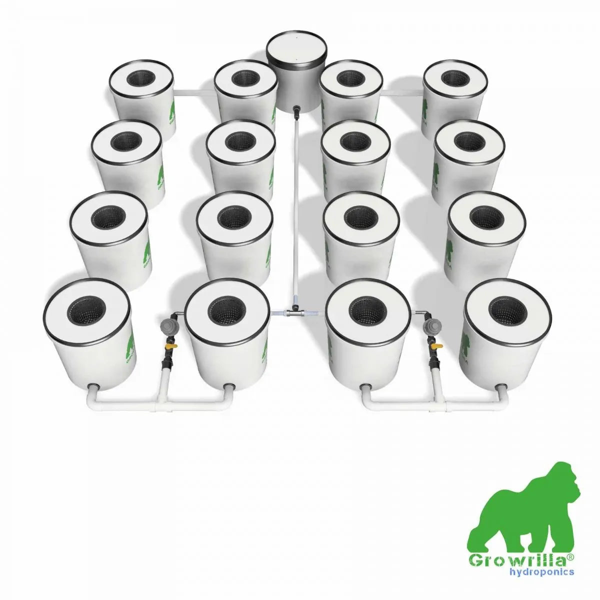 Growrilla RDWC Hydroponic 2.0 System – 16 Buckets vooraanzicht