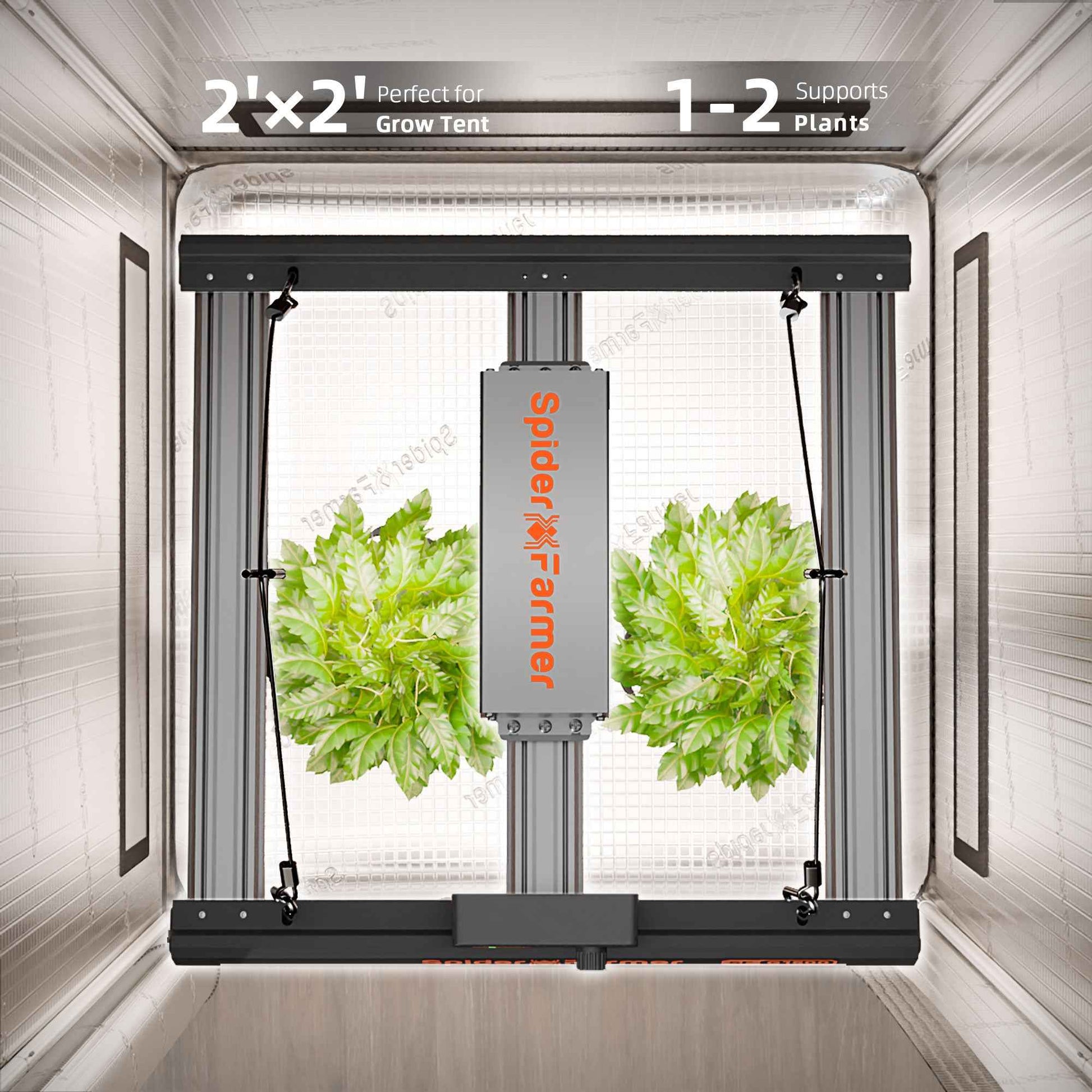 Spider Farmer G1500 150W WiFi & Bluetooth LED Kweeklamp – Dimbare Full Spectrum Grow Light voor 60×60 & 90×90 cm Kweektent (2.8 µmol/J)