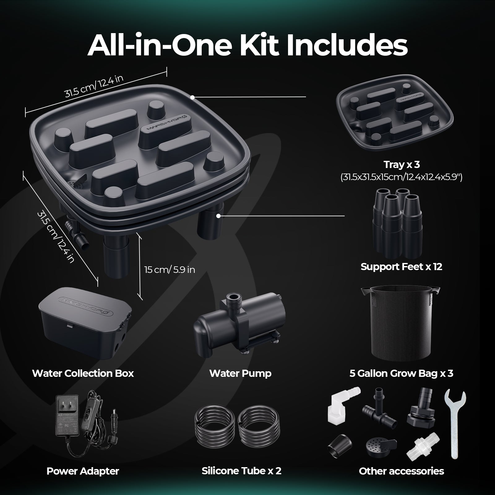 Mars Hydro 25W pomp met siliconenslangen voor drainage | Mars Hydro 25W pump with silicone tubing for drainage | Mars Hydro 25W Pumpe mit Silikonschläuchen für die Entwässerung