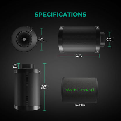 Mars Hydro 4" Carbon Filter Hervulbaar specs