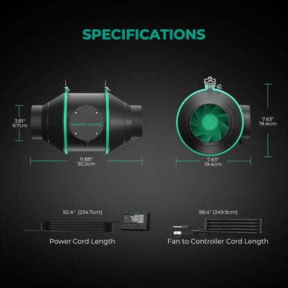 Mars Hydro 4-Inch Complete Fan Kit Incl Smart Monitor specs