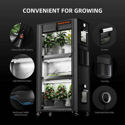 Spider Farmer 4-Laags Plant Stand Indoor Kweeksysteem – 108W LED Grow Lights met 1680D Grow Tent & 4 Seed Trays voor Zaailingen en Microgreens