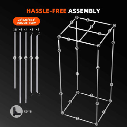 Spider Farmer 70×70×160 cm Kweektent – 1680D Reflecterende Grow Tent met Smart Hook (GGS) voor Binnenkweek & Hydroponics