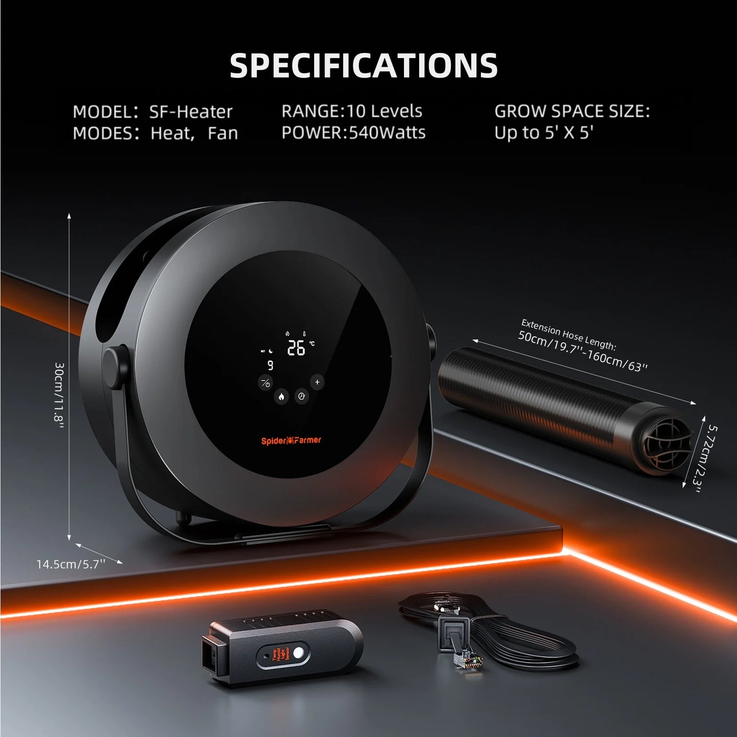 Spider Farmer 540W Raumheizer für den Innenbereich