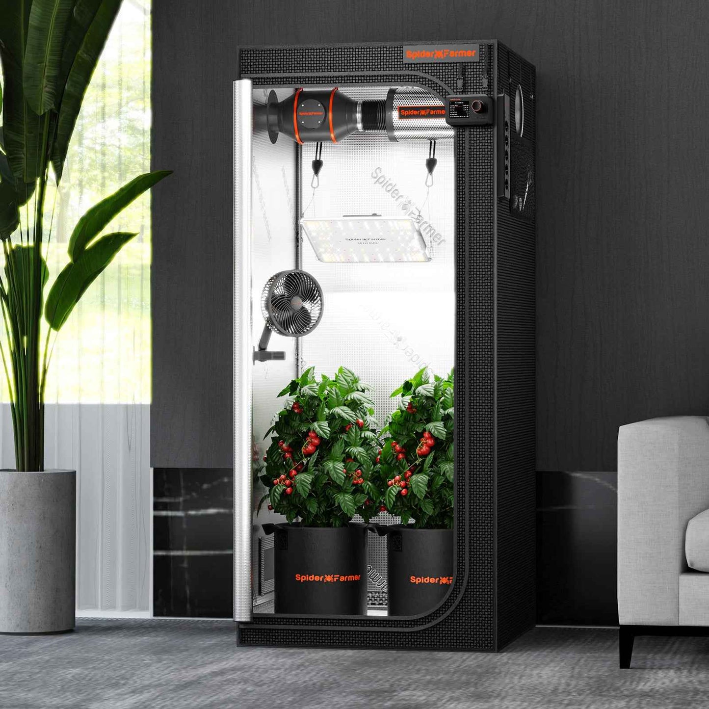 Spider Farmer 70×70×160 cm Kweektent – 1680D Reflecterende Grow Tent met Smart Hook (GGS) voor Binnenkweek & Hydroponics