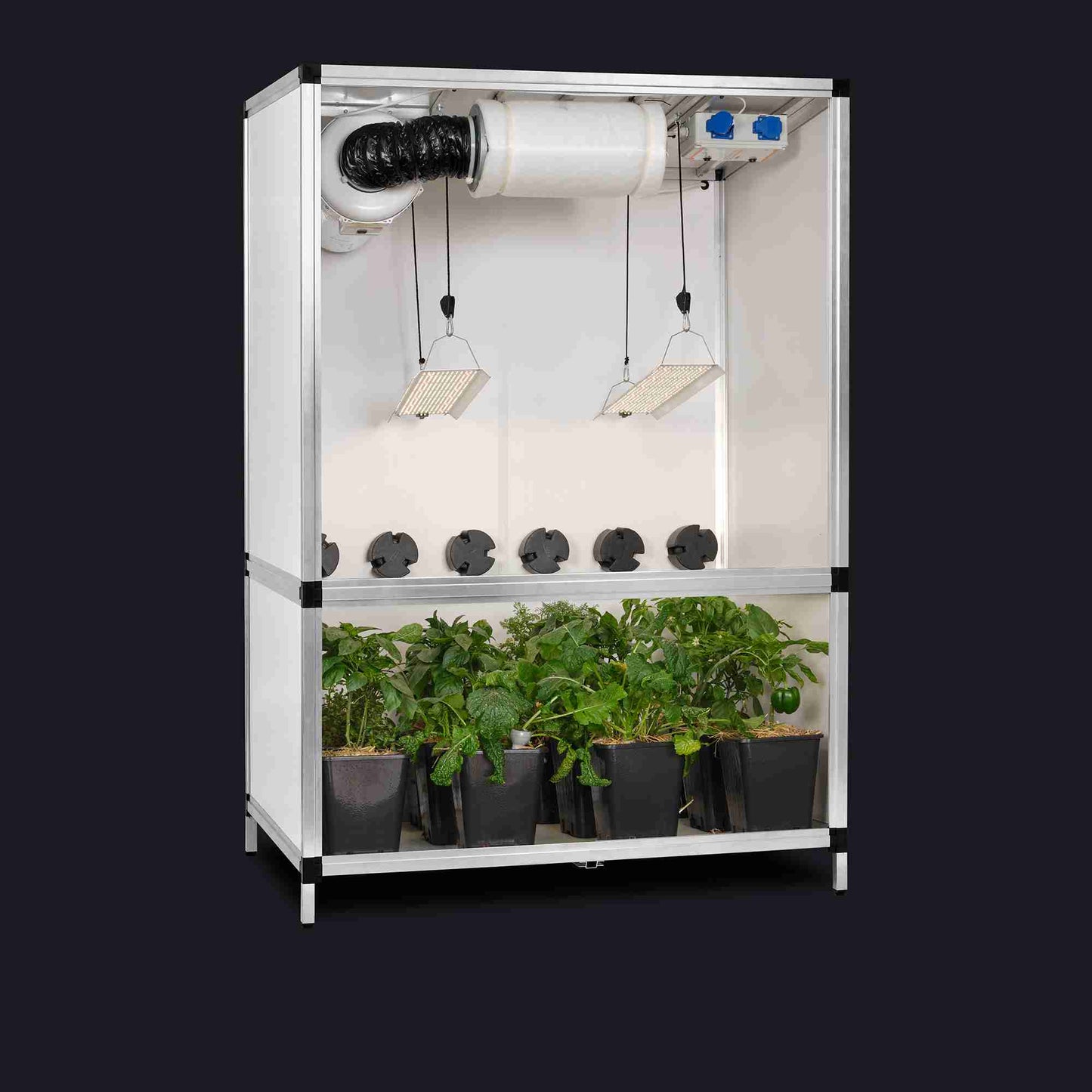 gtools bonanza clima 1m2 kweektent 2x hortione 420 150w dimmers grow setup