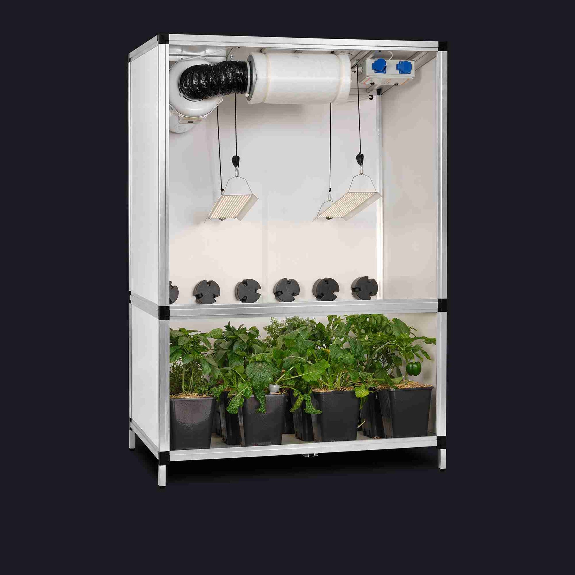 gtools bonanza clima 1m2 kweektent 2x hortione 420 150w dimmers grow setup