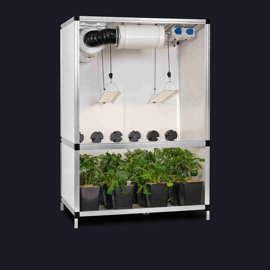 gtools bonanza clima 1m2 kweektent 2x hortione 420 150w dimmers grow setup