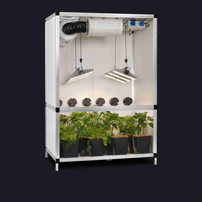 gtools bonanza clima 1m2 kweektent + 2x sanlight evo 3-60 200w dimmers grow set