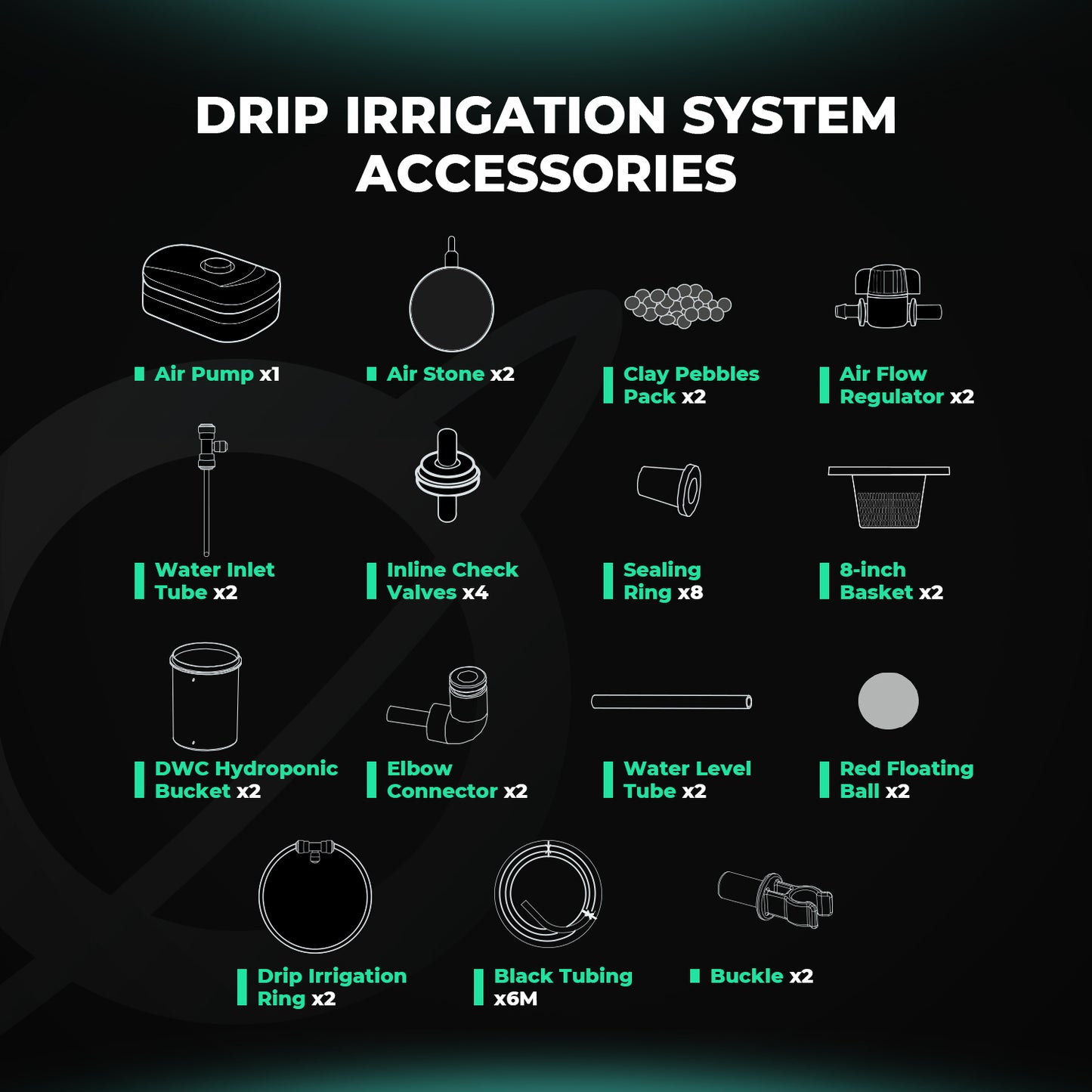 Mars Hydro DWC Systeem 2 Buckets accessoirs