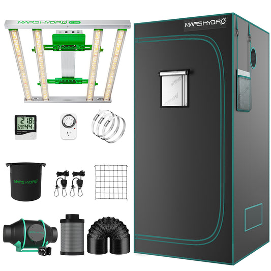 Mars Hydroponic Growzelt-Kit Komplett FC 3000 EVO Full Grow 100 x 100 x 180 cm mit Geschwindigkeitsregler