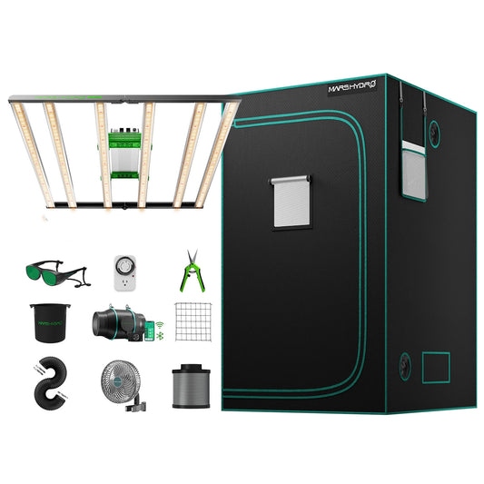 Mars Hydro FC4800-EVO Complete Grow Tent Kit – 480W Samsung LED + 120 × 120 cm Tent + 6″ Ventilatiesysteem
