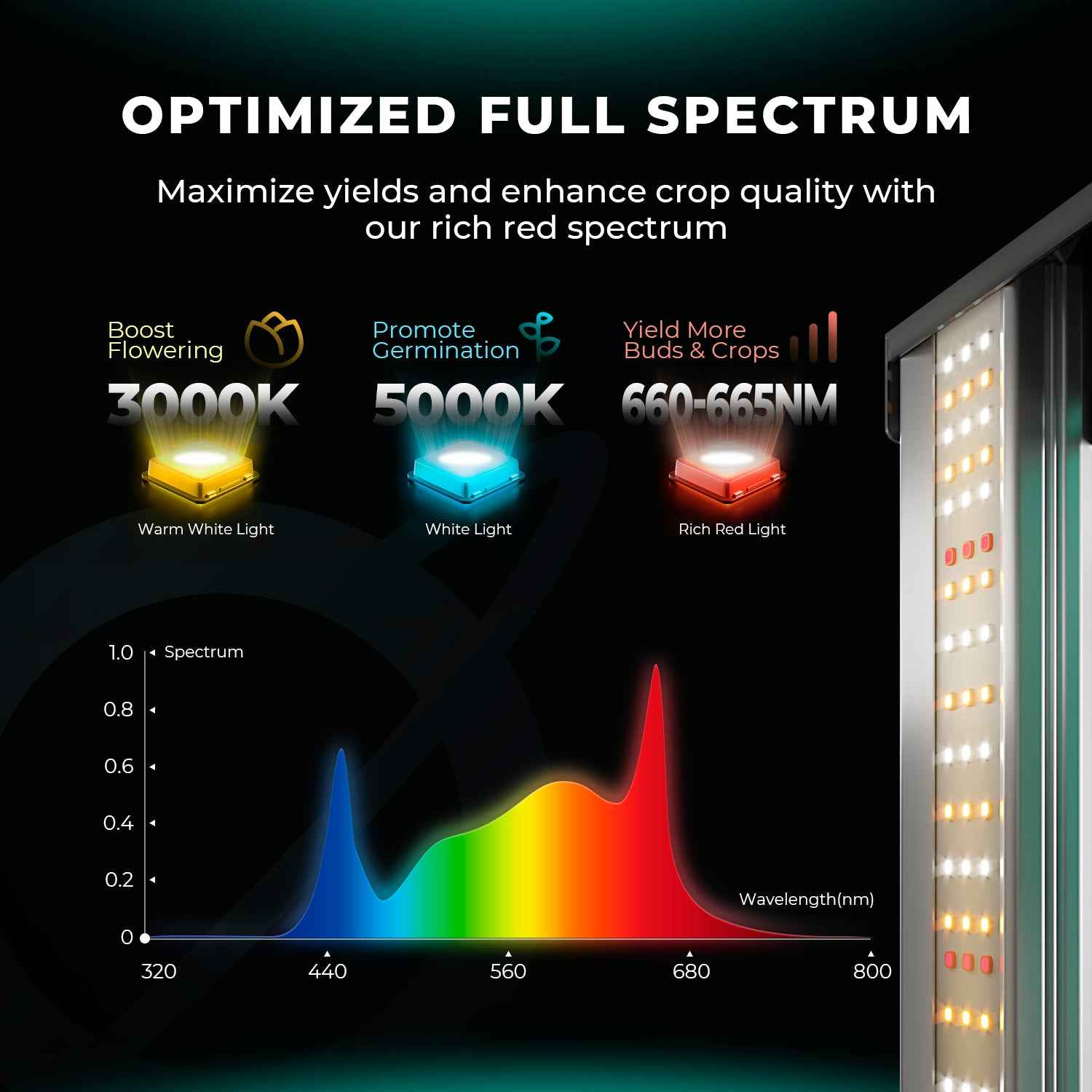 Mars Hydro FC1000W-EVO 1000W Samsung LM301H EVO LED Groeilamp – Commercial CO₂ Full Spectrum Kweeklamp voor Grote Kweektenten