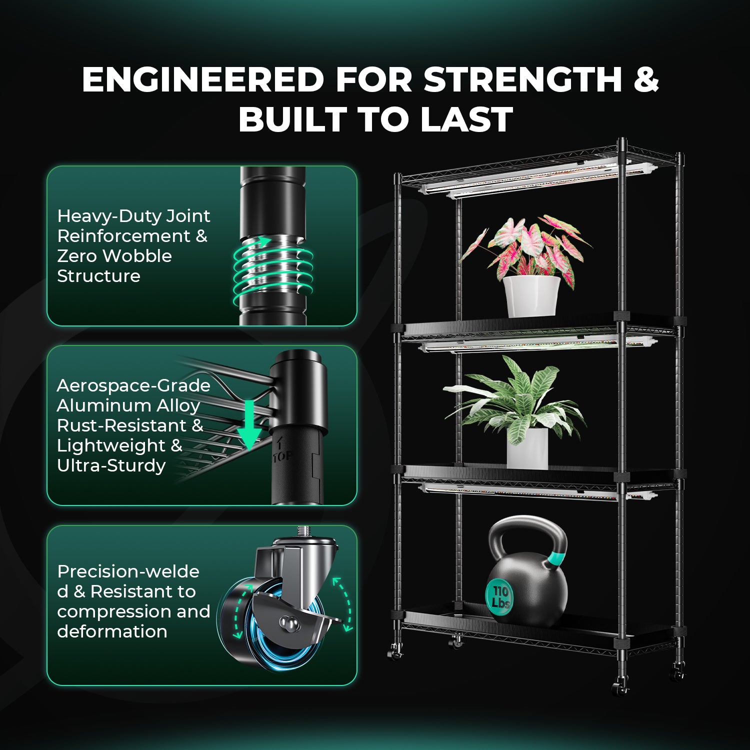Mars Hydro kweekrek met tent en verlichting / grow stand with tent / Pflanzenzelt mit Regal