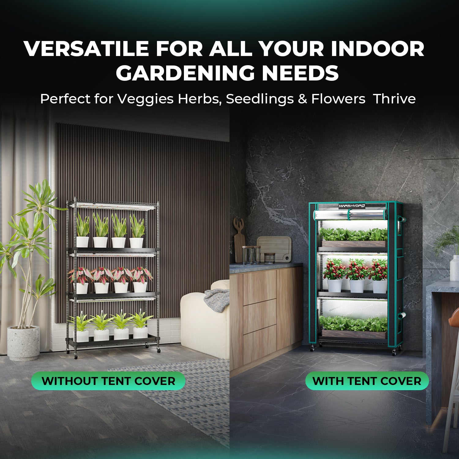 Mars Hydro binnenkweekkast met 4 lagen – grow shelf – Pflanzenregal 4 Ebenen