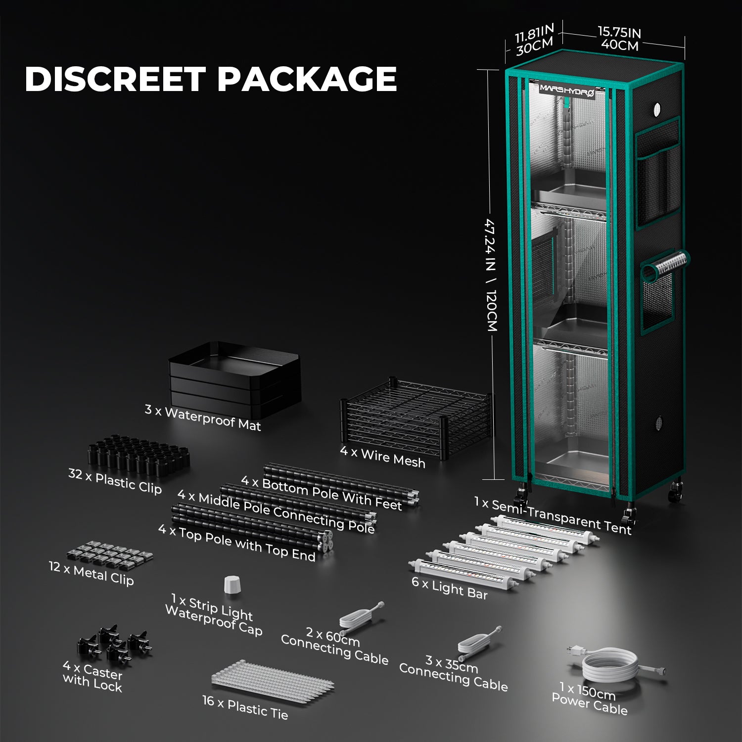 Indoor plant stand met tent – Mars Hydro LED system – Pflanzenständer mit Licht