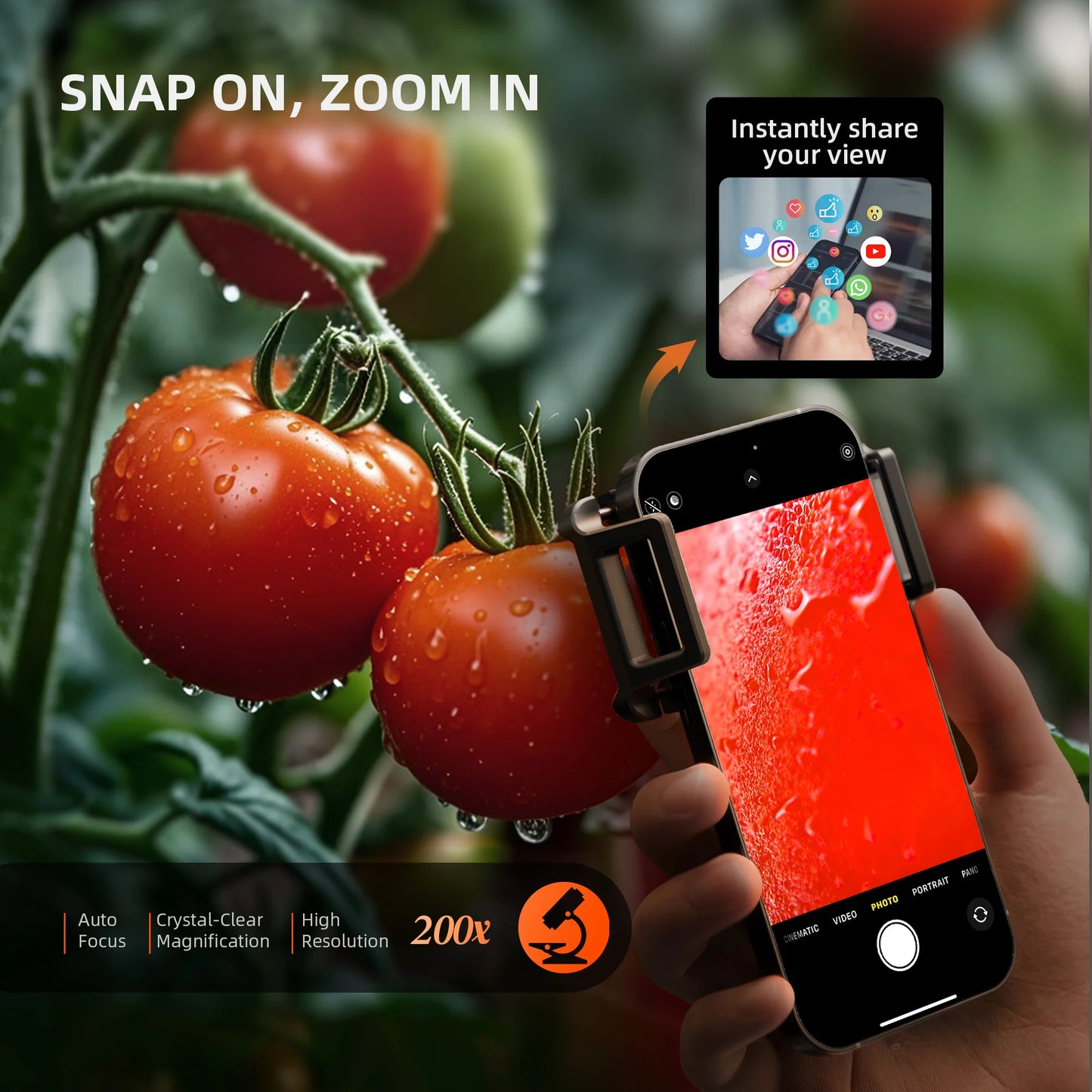 Nano zoom smartphone lens voor gedetailleerde plantfotografie