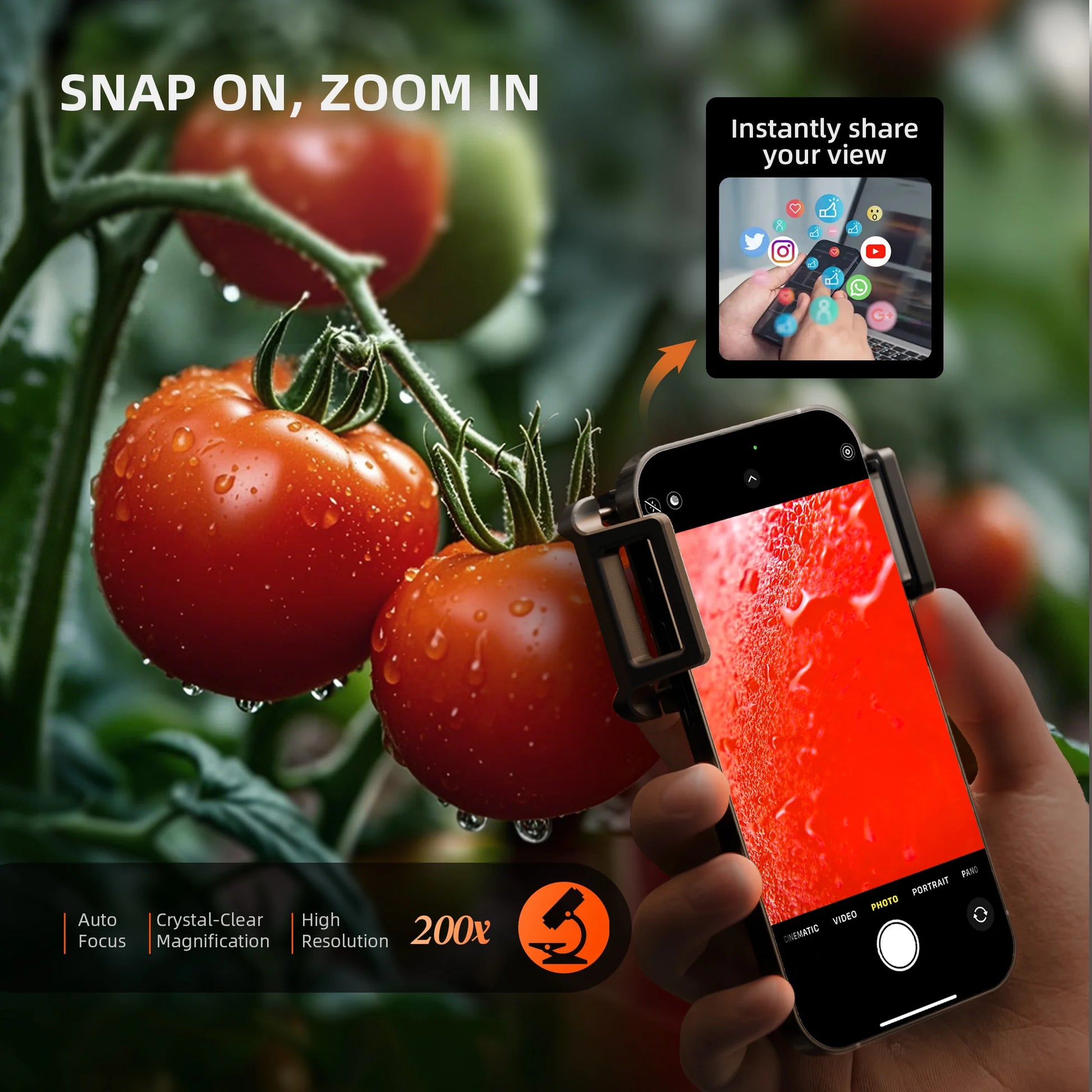 Nano zoom smartphone lens voor gedetailleerde plantfotografie