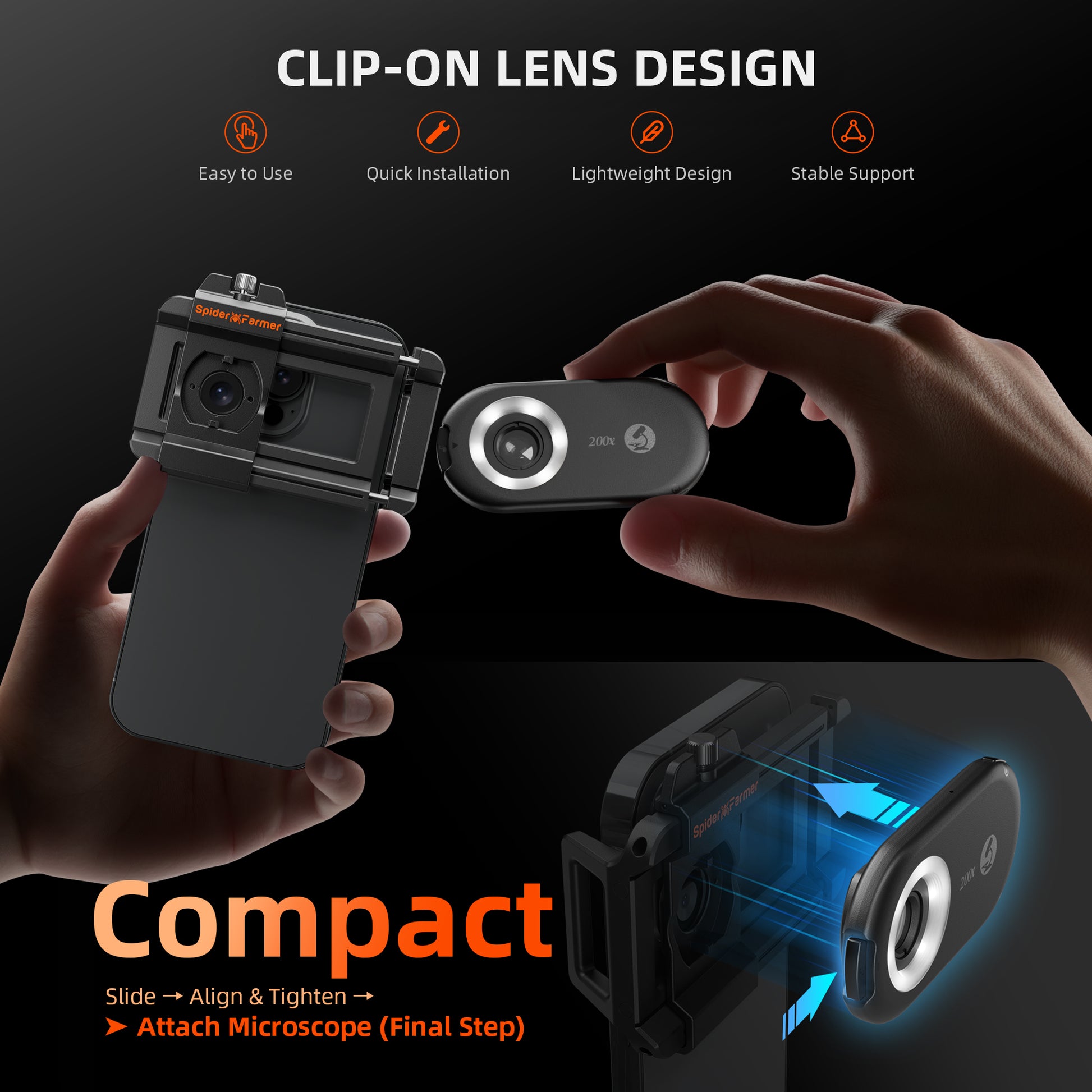 Clip-on microscoop lens voor iPhone en Android