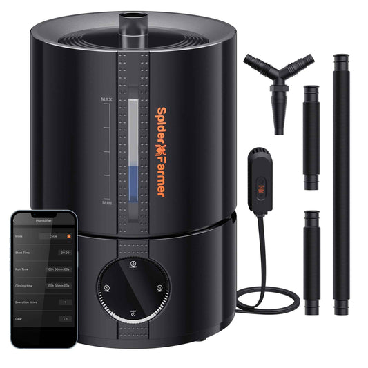 Spider Farmer 5L Smart Cool Mist Luchtbevochtiger – App-Gestuurd met Temperatuur- & Luchtvochtigheidssensor voor Kweektent & Indoor Kweek