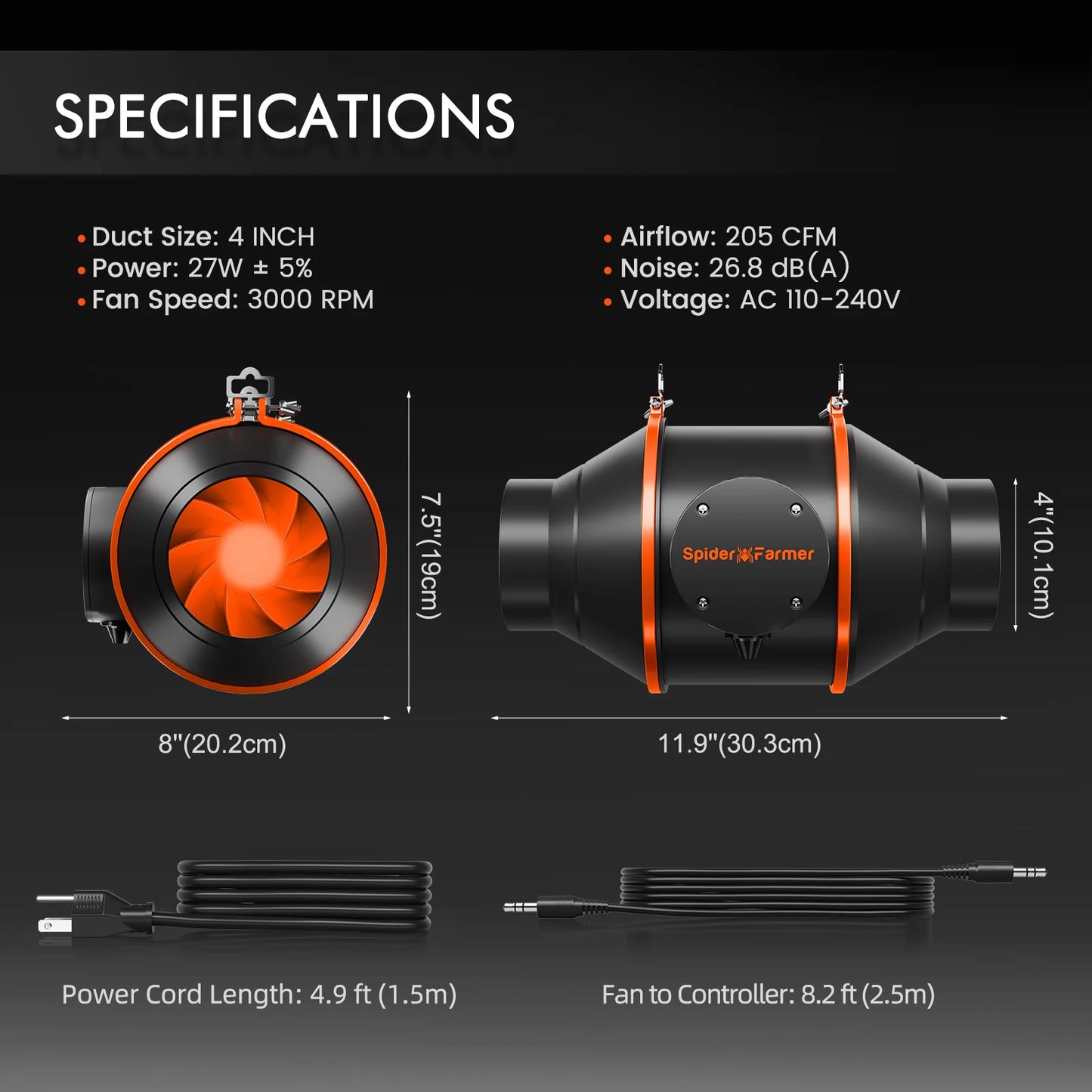 Spider Farmer SF4000 EVO Complete Grow Tent Kit – 120×120×200 cm Tent + 450W Full Spectrum LED + 6” Ventilatie + Clipfan + Snelheidsregelaar