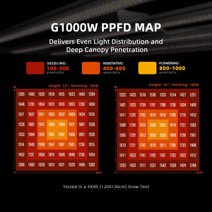 Spider Farmer G1000W 1000W Full Spectrum LED Kweeklamp met WiFi & Bluetooth – 150×150 cm (5×5) Kweektent